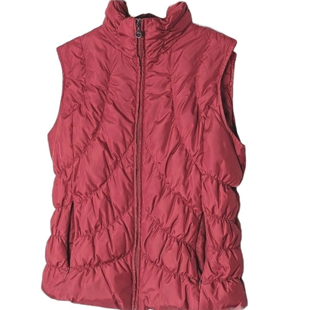 Nine West In Vintage Quilted Down &  Feather Red Zip Up Puffer Vest size L